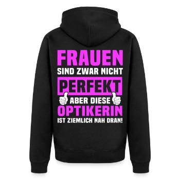 Optikerin Sprüche - Unisex Premium Bio Zip Hoodie - Schwarz - Hinten - Nico (187cm)