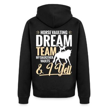 Saut cheval Papa Papa Gymnastique Cheval - Veste à capuche bio Premium Unisexe - noir - Dos - Nico (187cm)