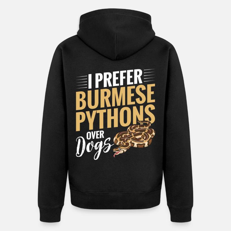 Burmesischer Python-Stoff Reptilien-Foos-Schlangenbesitzer - Unisex Premium Bio Zip Hoodie - Schwarz