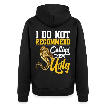 Schlangenliebhaber Reptiliengehege Python Futter Burmeser - Unisex Premium Bio Zip Hoodie - Schwarz - Hinten - Nico (187cm)