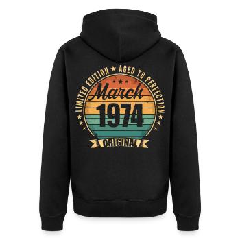 Mars 1974 Édition Limitée Retro Mars 1974 - Veste à capuche bio Premium Unisexe - noir - Dos - Nico (187cm)