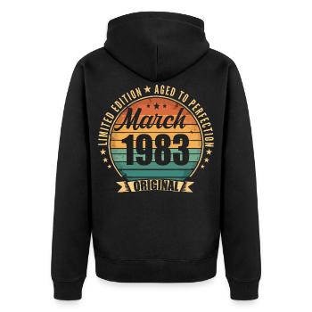 Mars 1983 Édition Limitée Retro Mars 1983 - Veste à capuche bio Premium Unisexe - noir - Dos - Nico (187cm)