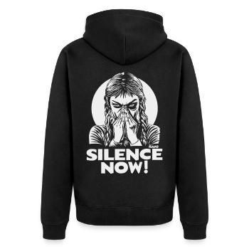 Silence maintenant Emblème du visage - Veste à capuche bio Premium Unisexe - noir - Dos - Nico (187cm)