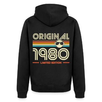 Original 1980's Retro Edition - Unisex Premium Organic Zip Hoodie - black - Back - Nico (187cm)