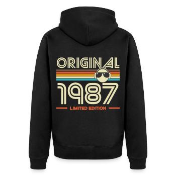Original 1987 Édition Retro - Veste à capuche bio Premium Unisexe - noir - Dos - Nico (187cm)