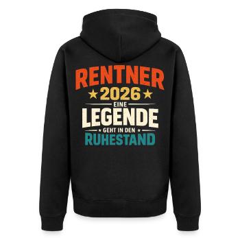 Cadeau d’adieu pour la retraite Légende 2026 - Veste à capuche bio Premium Unisexe - noir - Dos - Nico (187cm)