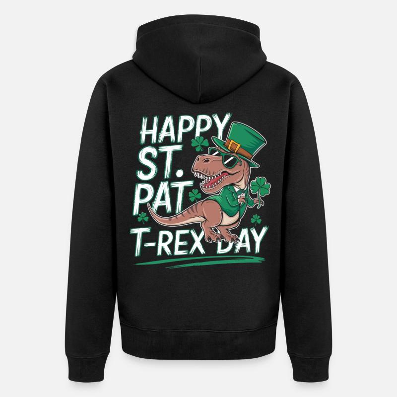 Chapeau de T-Rex de Saint-Patrick - Veste à capuche bio Premium Unisexe - noir
