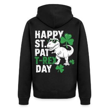 St Patrick's Rex Day Tee - Unisex Premium Bio Zip Hoodie - Schwarz - Hinten - Nico (187cm)