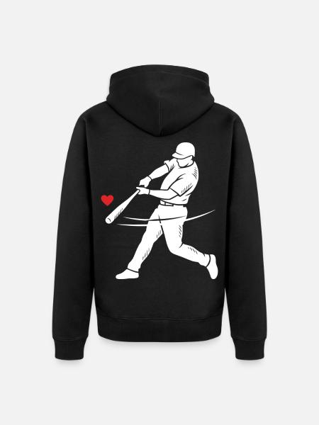 Baseball Schlagmann Silhouette Herz - Unisex Premium Bio Zip Hoodie - Schwarz