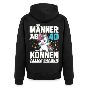 40th Birthday 40s 40th 40th Year Old Unicorn - Unisex Premium Organic Zip Hoodie - black - Back - Nico (187cm)