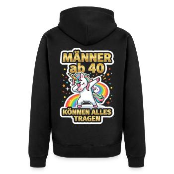 40th Birthday 40s 40th 40th Year Old Unicorn - Unisex Premium Organic Zip Hoodie - black - Back - Nico (187cm)