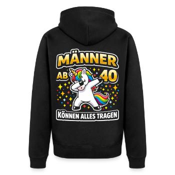 40th Birthday 40s 40th 40th Year Old Unicorn - Unisex Premium Organic Zip Hoodie - black - Back - Nico (187cm)