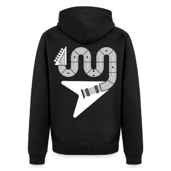 Abstrakte E-Gitarre - Unisex Premium Bio Zip Hoodie - Schwarz - Hinten - Nico (187cm)