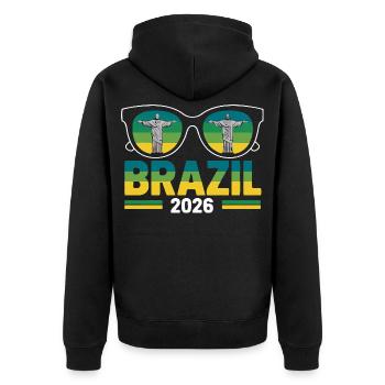 Brésil 2026 Lunettes de soleil Christ Rédempteur - Veste à capuche bio Premium Unisexe - noir - Dos - Nico (187cm)