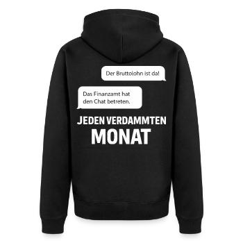 Finanzamt Betritt Den Chat - Unisex Premium Bio Zip Hoodie - Schwarz - Hinten - Nico (187cm)