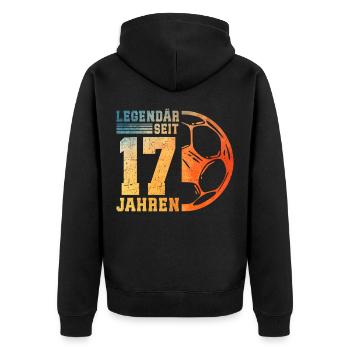 17. Geburtstag Fußball 17 Jahre Junge Jungs - Unisex Premium Bio Zip Hoodie - Schwarz - Hinten - Nico (187cm)