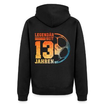 13e anniversaire Football 13 ans Garçon Adolescent - Veste à capuche bio Premium Unisexe - noir - Dos - Nico (187cm)