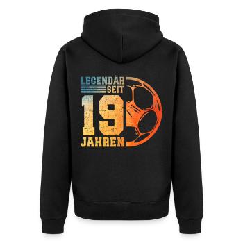 Jeune homme de 19 ans de football pour 19 ans - Veste à capuche bio Premium Unisexe - noir - Dos - Nico (187cm)