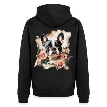 Bouledogue français - Veste à capuche bio Premium Unisexe - noir - Dos - Nico (187cm)