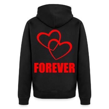 FOREVER – Heart Design for Couples & True Love - Unisex Premium Bio Zip Hoodie - Schwarz - Hinten - Nico (187cm)