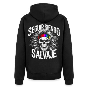 Wild Side Skull - Unisex Premium Bio Zip Hoodie - Schwarz - Hinten - Nico (187cm)