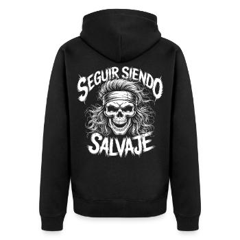 Wild Side Skull - Unisex Premium Bio Zip Hoodie - Schwarz - Hinten - Nico (187cm)