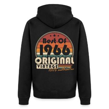 Original 1966 Vintage Vintage Birthday Gift - Unisex Premium Organic Zip Hoodie - black - Back - Nico (187cm)