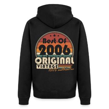 Original 2006 Vintage Vintage Birthday Gift - Unisex Premium Organic Zip Hoodie - black - Back - Nico (187cm)
