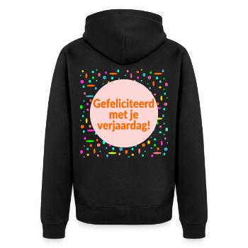 Joyeux anniversaire - Veste à capuche bio Premium Unisexe - noir - Dos - Nico (187cm)