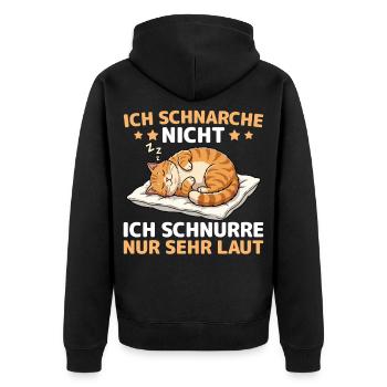Sleeping Cat Tired Pet Cuddling - Unisex Premium Organic Zip Hoodie - black - Back - Nico (187cm)