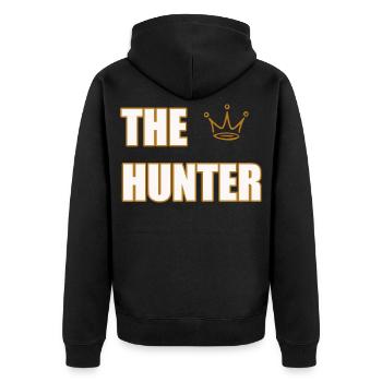 THE HUNTER – Déclaration audacieuse sur la nature et la chasse - Veste à capuche bio Premium Unisexe - noir - Dos - Nico (187cm)