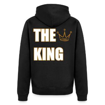 THE KING – Bold Royal Statement Design - Unisex Premium Organic Zip Hoodie - black - Back - Nico (187cm)
