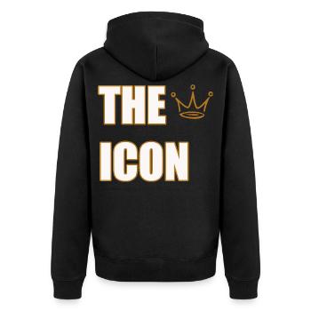 THE ICON – Bold Legendary Statement Design - Unisex Premium Organic Zip Hoodie - black - Back - Nico (187cm)