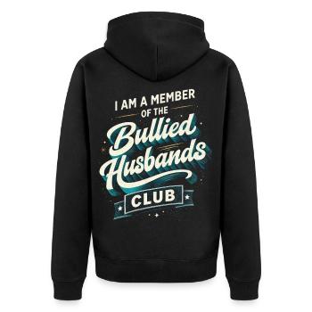 Le club des maris harcelés par le mari - Veste à capuche bio Premium Unisexe - noir - Dos - Nico (187cm)