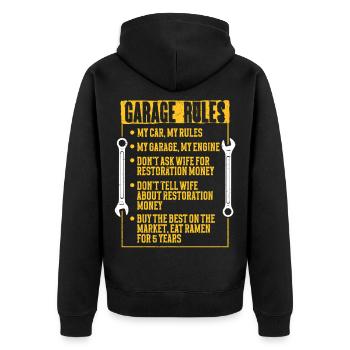 Car Restoration Garage Rules - Unisex Premium Organic Zip Hoodie - black - Back - Nico (187cm)