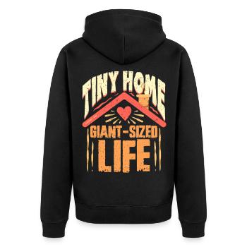 Tiny House - Unisex Premium Bio Zip Hoodie - Schwarz - Hinten - Nico (187cm)