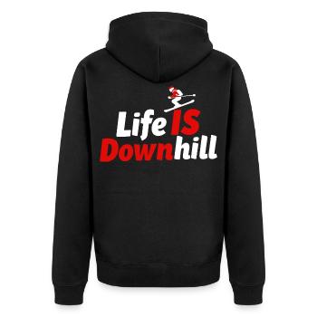 Life is Downhill Skiing Winter Sports Mountains - Unisex Premium Organic Zip Hoodie - black - Back - Nico (187cm)