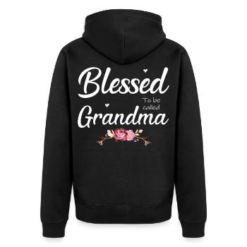 Stolz, Grandma Shirt genannt zu werden - Unisex Premium Bio Zip Hoodie - Schwarz - Hinten - Nico (187cm)