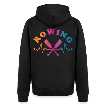 Rowing Wassersport - Unisex Premium Bio Zip Hoodie - Schwarz - Hinten - Nico (187cm)
