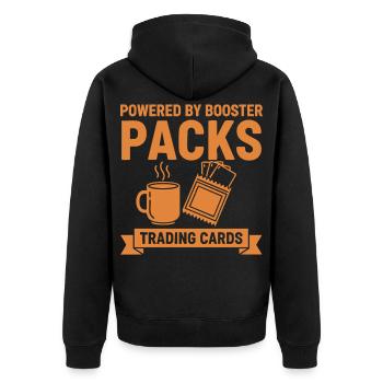 Angetrieben von Booster Packs Sammelkarten-Sammler - Unisex Premium Bio Zip Hoodie - Schwarz - Hinten - Nico (187cm)