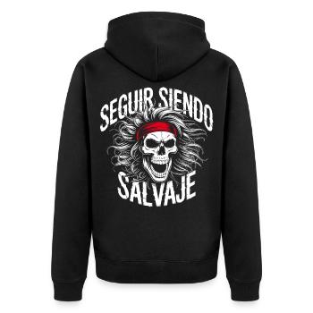 Wild Skull with Bandana - Unisex Premium Organic Zip Hoodie - black - Back - Nico (187cm)