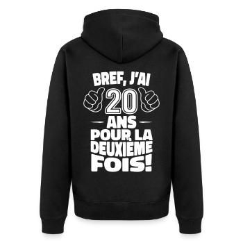 J’ai 20 Ans Pour La Deuxième Fois Anniversaire 40 - Veste à capuche bio Premium Unisexe - noir - Dos - Nico (187cm)