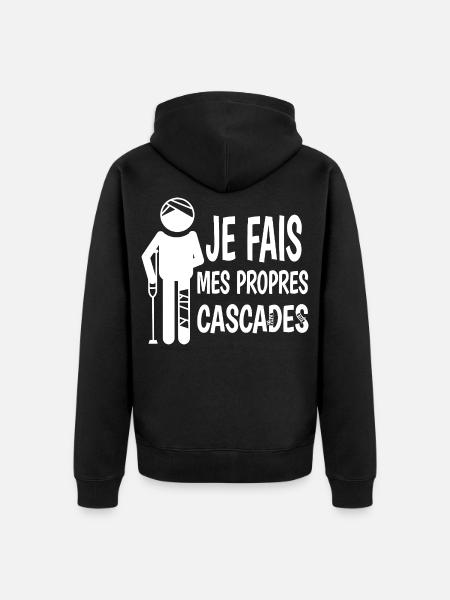 Je Fais Mes Propres Cascades Humour Maladroit - Veste à capuche bio Premium Unisexe - noir