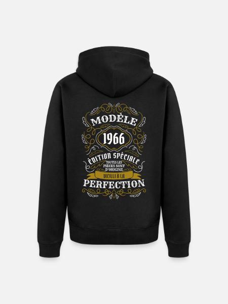 Modell 1966 Sonderedition gealtert mit Perfecti - Unisex Premium Bio Zip Hoodie - Schwarz