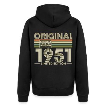 Originale limitierte Ausgabe von 1951 - Unisex Premium Bio Zip Hoodie - Schwarz - Hinten - Nico (187cm)