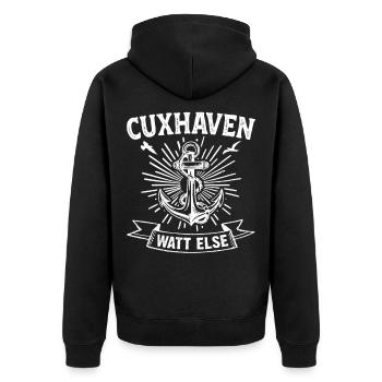 CUXHAVEN WATT ELSE Wattenmeer Nordsee Lustig - Unisex Premium Bio Zip Hoodie - Schwarz - Hinten - Nico (187cm)