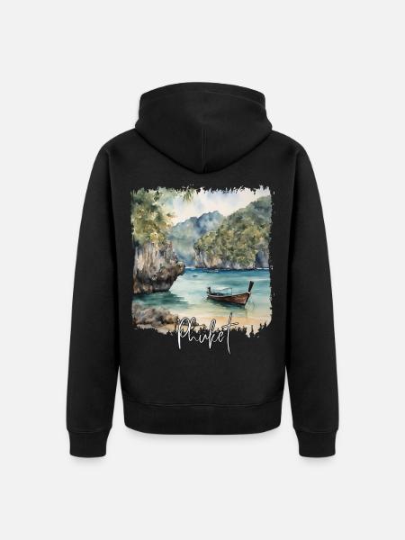 Phuket Aquarell, Phuket, Thailand - Unisex Premium Bio Zip Hoodie - Schwarz