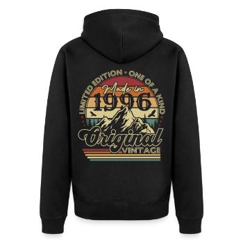 Original 1996 Vintage Vintage Birthday Gift - Unisex Premium Organic Zip Hoodie - black - Back - Nico (187cm)