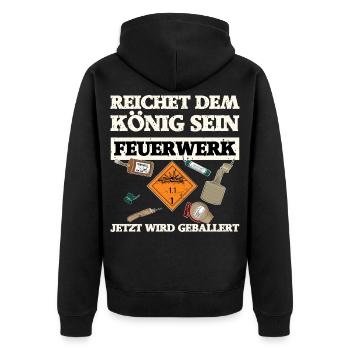 Give the king His fireworks - Unisex Premium Organic Zip Hoodie - black - Back - Nico (187cm)