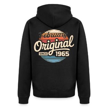 Février 1965 Cadeau d’anniversaire Février 1965 - Veste à capuche bio Premium Unisexe - noir - Dos - Nico (187cm)